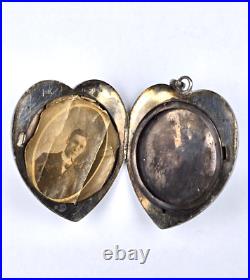 Antique Victorian Large Heart shaped Sterling Silver Locket by Foster & Bailey