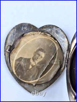 Antique Victorian Large Heart shaped Sterling Silver Locket by Foster & Bailey