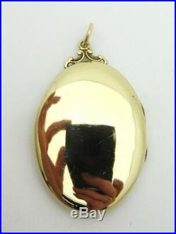 Antique Victorian Large Oval Left Handed Locket 14k Yellow Gold Rococo Details