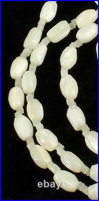 Antique Victorian MOP Shell Mother of Pearl Hand Cut Beaded Necklace 26