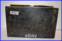 Antique Victorian Metal Jewelry Box Black and Gold Hand Painted Locking Case Old
