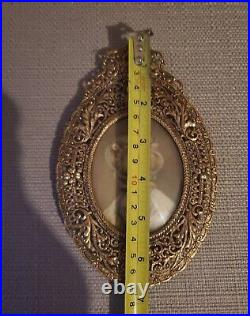 Antique Victorian Miniature Hand Painted Portrait Lady Ornate Gold Frame French
