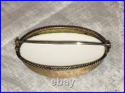 Antique Victorian Minton Landscape Portrait Fish Brooch Cameo Gold Vermeil MOP
