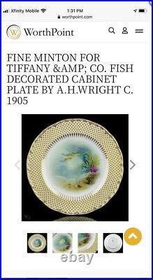 Antique Victorian Minton Landscape Portrait Fish Brooch Cameo Gold Vermeil MOP