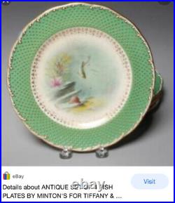 Antique Victorian Minton Landscape Portrait Fish Brooch Cameo Gold Vermeil MOP