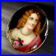 Antique Victorian Mourning Brooch Hand Painted Porcelain Portrait Gilded Frame