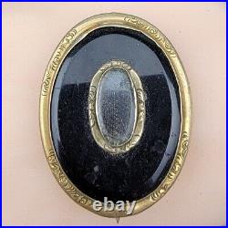 Antique Victorian Mourning Brooch With Onyx, Hand Made Edge Designs