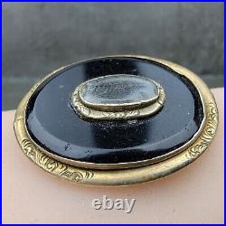 Antique Victorian Mourning Brooch With Onyx, Hand Made Edge Designs