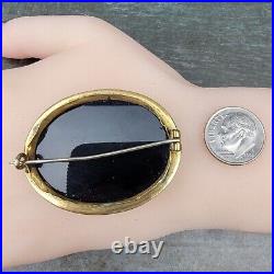 Antique Victorian Mourning Brooch With Onyx, Hand Made Edge Designs