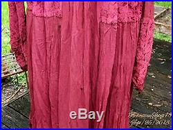 Antique Victorian Museum Hand Made With Embroidery Velvet Silk As Is Long Dress