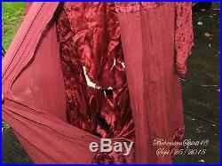 Antique Victorian Museum Hand Made With Embroidery Velvet Silk As Is Long Dress