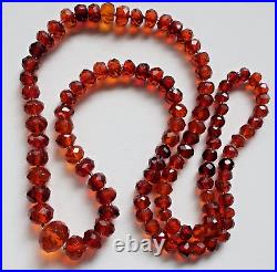Antique Victorian Natural Baltic Amber Hand Faceted Necklace 50g 34 in