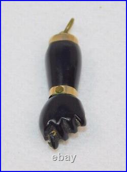 Antique Victorian Ornate FIGA Hand Fist Charm Gold Filled Pendant Fob 1.25 in