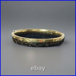 Antique Victorian P. J. Co 12K Gold-Filled Etched Domed Bangle Bracelet 7