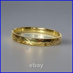 Antique Victorian P. J. Co 12K Gold-Filled Etched Domed Bangle Bracelet 7