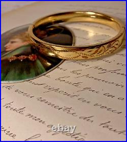 Antique Victorian P. J. Co 12K Gold-Filled Etched Domed Bangle Bracelet 7
