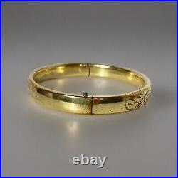 Antique Victorian P. J. Co 12K Gold-Filled Etched Domed Bangle Bracelet 7
