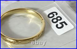 Antique Victorian P. J. Co 12K Gold-Filled Etched Domed Bangle Bracelet 7