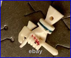 Antique Victorian Painted Carved Hand Holding Movable Hammer Charm Pendant