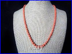 Antique Victorian Peach Coral Graduated Hand Carved Necklace