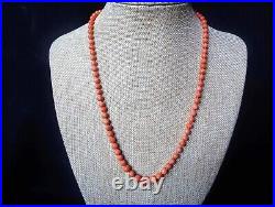 Antique Victorian Peach Coral Graduated Hand Carved Necklace