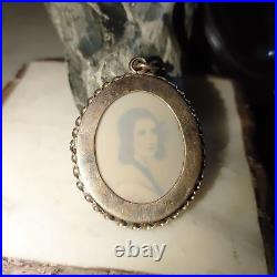Antique Victorian Pendant 10K Yellow Gold 15 g Hand Painted Miniature Portrait