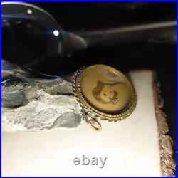 Antique Victorian Pendant 10K Yellow Gold 15 g Hand Painted Miniature Portrait