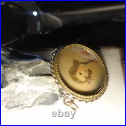 Antique Victorian Pendant 10K Yellow Gold 15 g Hand Painted Miniature Portrait