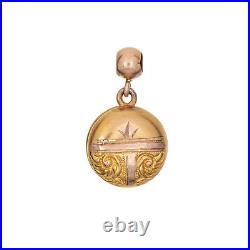 Antique Victorian Pendant Small Charm Vintage 10k Yellow Gold Hand Etched
