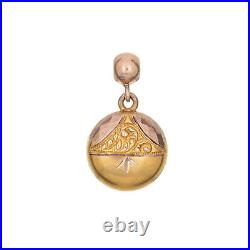 Antique Victorian Pendant Small Charm Vintage 10k Yellow Gold Hand Etched