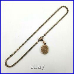 Antique Victorian Picture Locket and Box Link Chain 14kt Gold Hand Engraved