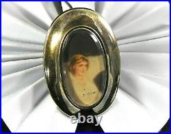 Antique Victorian Pin Brooch Miniature Hand Painted Portrait Solid 10K gold