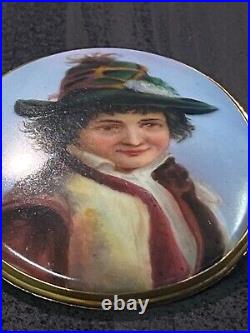 Antique Victorian Pin Portrait Irish Cameo Hand Painted Miniature Gold Brooch