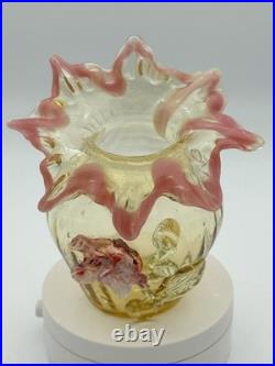 Antique Victorian Pink Jack In The Pulpit Fluted Hand Blown Art Vase