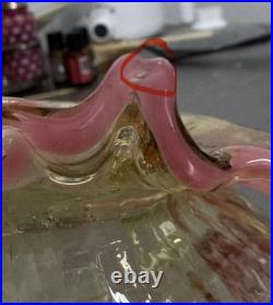 Antique Victorian Pink Jack In The Pulpit Fluted Hand Blown Art Vase