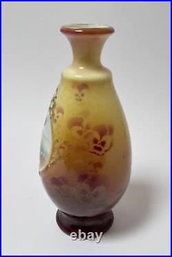 Antique Victorian Porcelain Vase Hand Painted Murillo Painting Stenciled Pansies