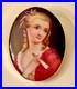 Antique Victorian Portrait Brooch 14k Gold Cameo Hand Painted Porcelain Pendant