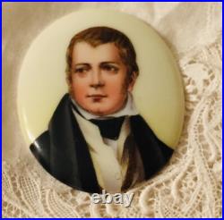 Antique Victorian Portrait Brooch 14k Gold Cameo Hand Painted Porcelain Pendant