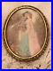 Antique Victorian Portrait Brooch Cameo Courting Couple Gold Hand Painted