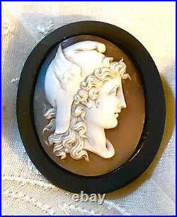 Antique Victorian Portrait Brooch Cameo Courting Couple Gold Hand Painted