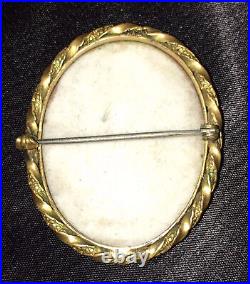 Antique Victorian Portrait Brooch Cameo Hand Painted Porcelain Enamel Pin Vtg