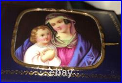 Antique Victorian Portrait Brooch Cameo Hand Painted Porcelain Enamel Pin Vtg