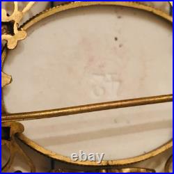 Antique Victorian Portrait Brooch Gold Hand Painted Ornate Irish Courting Couple