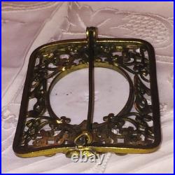 Antique Victorian Portrait Brooch Gold Hand Painted Ornate Irish Courting Couple