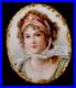 Antique Victorian Portrait Brooch Hand Painted Porcelain Gold Guild, C-clasp