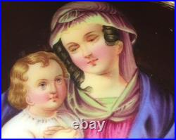 Antique Victorian Portrait Brooch Madonna Baby Jesus Hand Painted Pin Circa 1880
