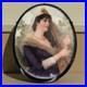 Antique Victorian Portrait Brooch Woman Playing Harp Brooch Hand Painted Oval