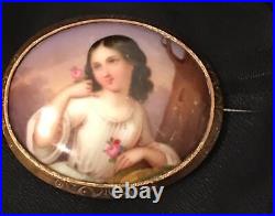 Antique Victorian Portrait Cameo Brooch 800 NT Sterling Silver Pendant Pin Vtg