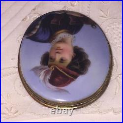 Antique Victorian Portrait Cameo Hand Painted Miniature Gold Brooch X- Large