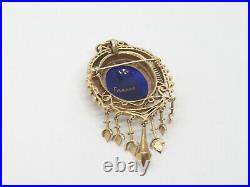 Antique Victorian Portrait Pendant 14k Gold Hand Painted by Limoges Dangles
